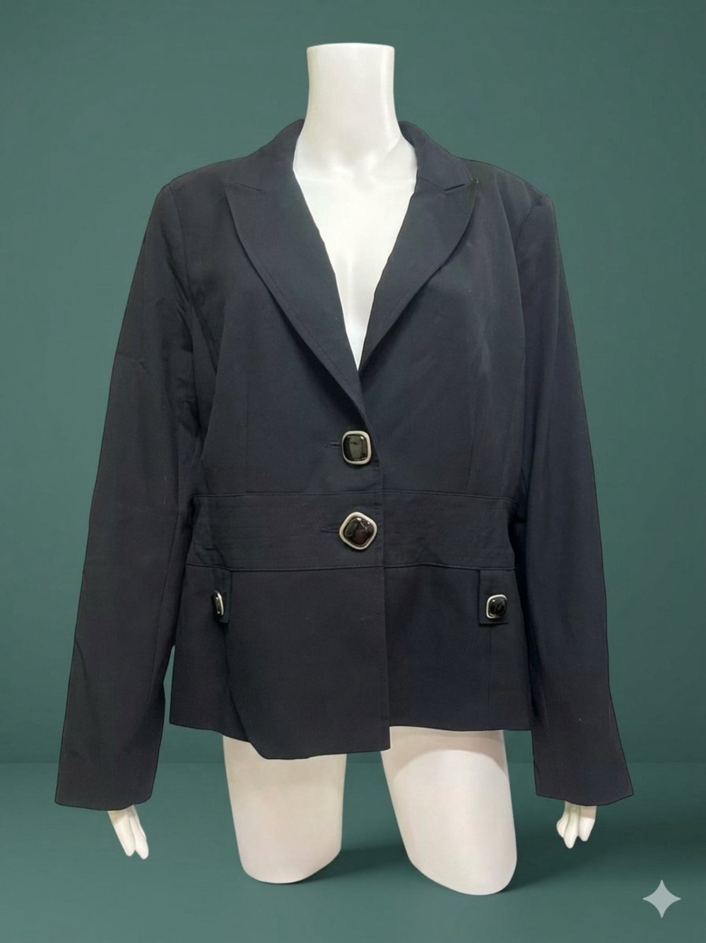 Tribal Blazer Black Lined Knit Stretch Professional Career Jacket Size 14 NWT